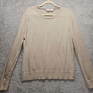 Gap Womens Tan Sweater Extra Fine Merino Wool Size XL Neutral Classic